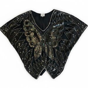 Vintage 1970s/1980s Butterfly Silk Beaded Top